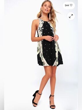 Black Sleeveless Darjeeling Mini Dress with Cream Paisley Trim